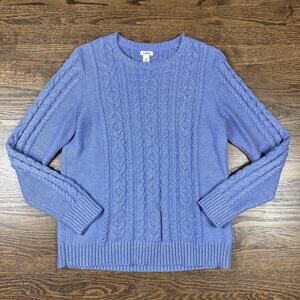 L.L.Bean Sweater Womens Medium Purple Cable Knit Crewneck Pullover Long Sleeve
